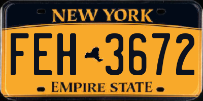 NY license plate FEH3672