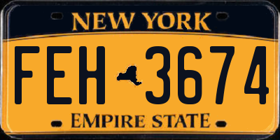 NY license plate FEH3674