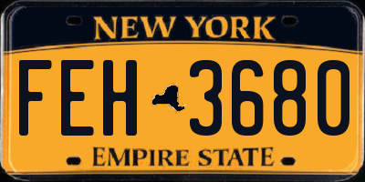 NY license plate FEH3680