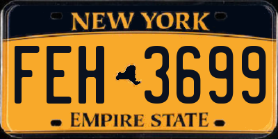 NY license plate FEH3699