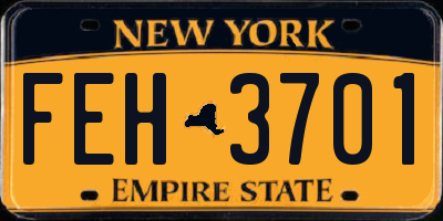 NY license plate FEH3701