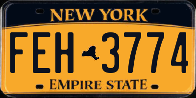 NY license plate FEH3774