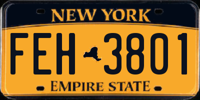 NY license plate FEH3801