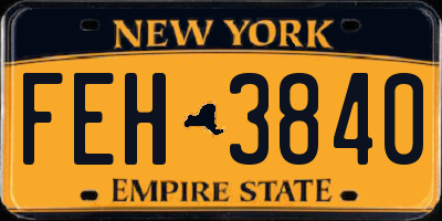 NY license plate FEH3840