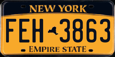 NY license plate FEH3863