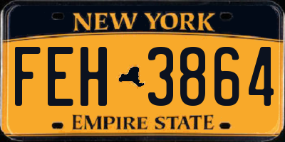 NY license plate FEH3864