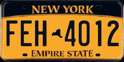NY license plate FEH4012