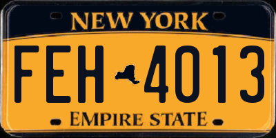 NY license plate FEH4013