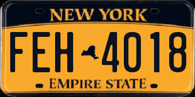 NY license plate FEH4018