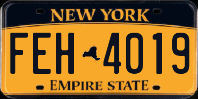 NY license plate FEH4019