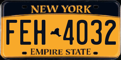 NY license plate FEH4032
