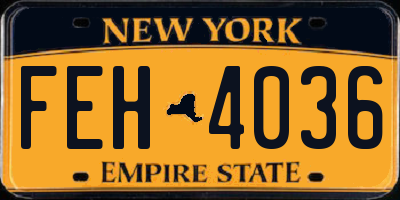 NY license plate FEH4036