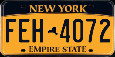 NY license plate FEH4072