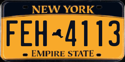 NY license plate FEH4113