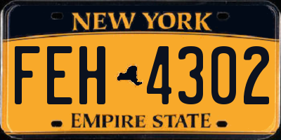 NY license plate FEH4302