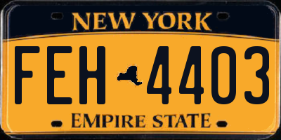 NY license plate FEH4403