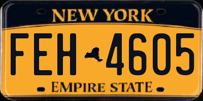 NY license plate FEH4605