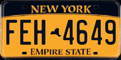 NY license plate FEH4649