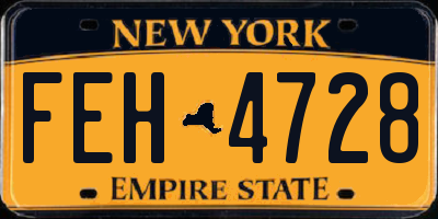 NY license plate FEH4728
