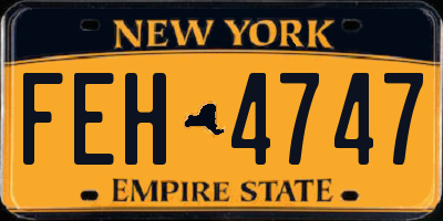NY license plate FEH4747