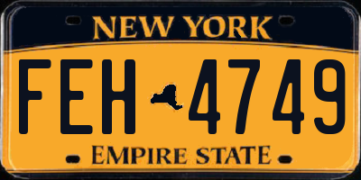 NY license plate FEH4749