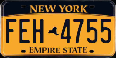 NY license plate FEH4755
