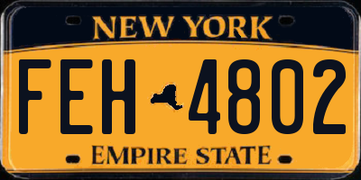 NY license plate FEH4802