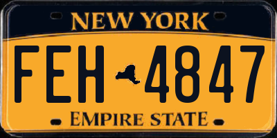 NY license plate FEH4847