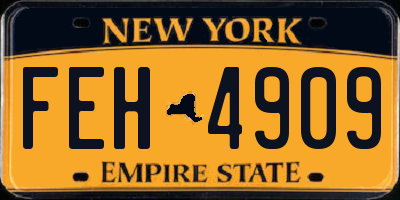 NY license plate FEH4909