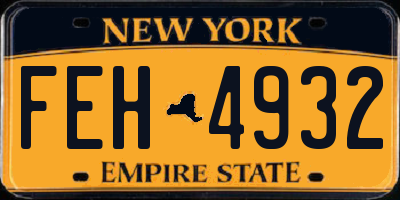 NY license plate FEH4932