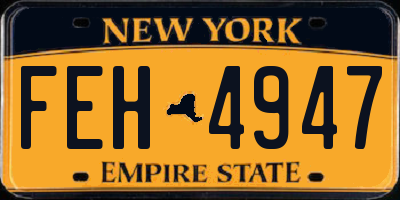 NY license plate FEH4947