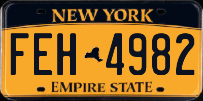 NY license plate FEH4982