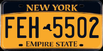 NY license plate FEH5502