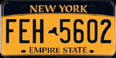NY license plate FEH5602
