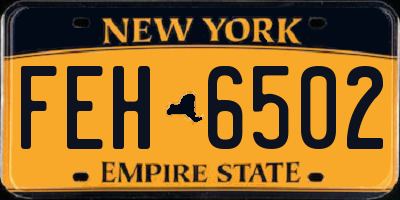 NY license plate FEH6502