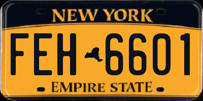 NY license plate FEH6601