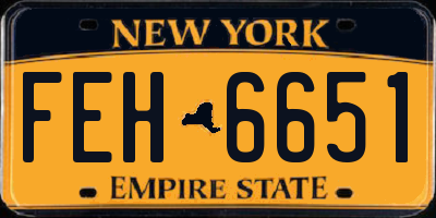 NY license plate FEH6651