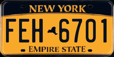 NY license plate FEH6701