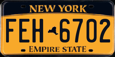 NY license plate FEH6702
