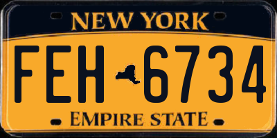 NY license plate FEH6734