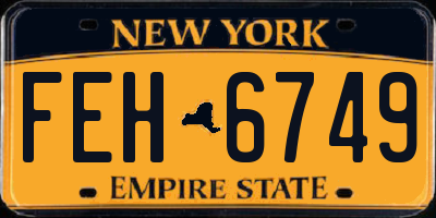 NY license plate FEH6749