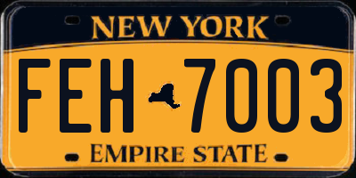NY license plate FEH7003