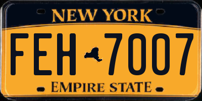 NY license plate FEH7007