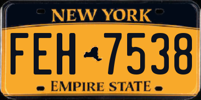 NY license plate FEH7538