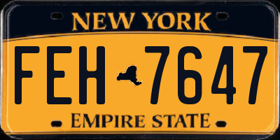 NY license plate FEH7647