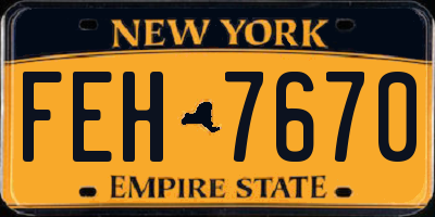 NY license plate FEH7670