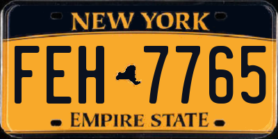 NY license plate FEH7765
