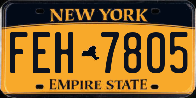NY license plate FEH7805