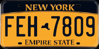 NY license plate FEH7809