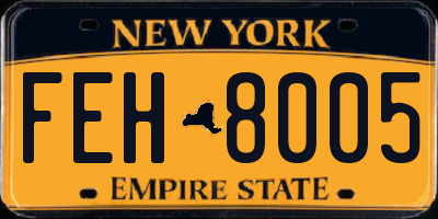 NY license plate FEH8005